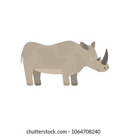 Cute cartoon yellow gray smiling rhinoceros