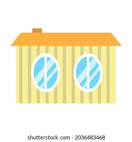 Cute cartoon yellow house, vector illustration. Small house with door and small window. Flat illustration, home symbol. Icon for web and graphic resources, design element. Illustration for children. 