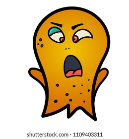 Cute cartoon yellow monster screams. Vector octopus character. Halloween design. Design for print, stickers, t-shirt, illustration, logo, emblem or any other things like books, 	
clothes and toys