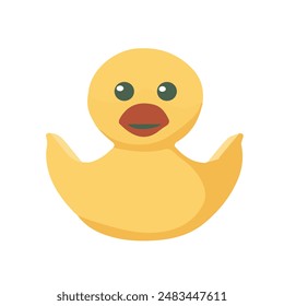Cute cartoon yellow rubber duck for bath. Vector illustration isolated on white background.