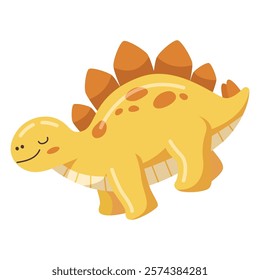 Cute Cartoon Yellow Stegosaurus Illustration