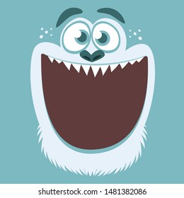 Cute Cartoon Yeti Or Bigfoot Face. Vector Halloween Monster Square Avatar
