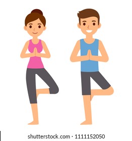 yoga cartoon images stock photos vectors shutterstock https www shutterstock com image vector cute cartoon yoga couple characters illustration 1111152050