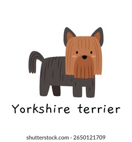 Cute cartoon Yorkshire Terrier in a hand-drawn style. Perfect for kids' prints, pet-themed designs, educational materials, and nursery posters.

