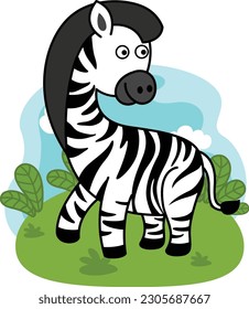 cute cartoon zebra character on white background illustration
