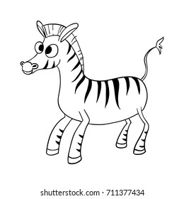 cute cartoon zebra, contour,ink
