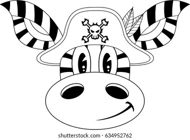 Cute Cartoon Zebra Pirate 