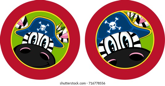 Cute Cartoon Zebra Pirate Captain