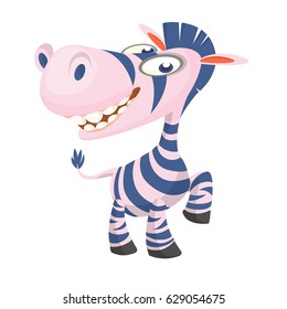 Cute cartoon zebra smiling. Vector character illustration for children book.