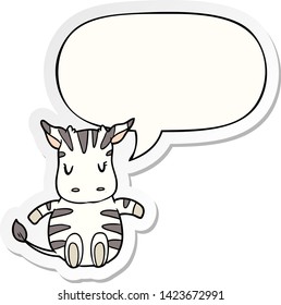 cute cartoon zebra with speech bubble sticker