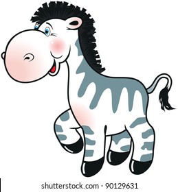 Cute cartoon zebra in vector