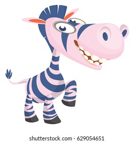 Cute cartoon zebra. Vector character illustration for children book.