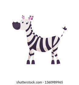 Cute cartoon zebra vector illustration.