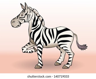 Cute cartoon zebra. Vector illustration.