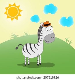 Cute cartoon zebra. Vector illustration