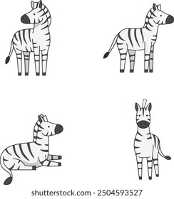 cute cartoon zebra vector illustration