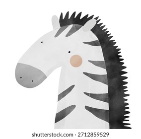 Ilustración vectorial linda de la cebra de la historieta. Divertido animal de safari. Retrato De Cebra Perfecto Para El Arte De La Guardería, Los Libros De Los Niños, O El Diseño Educativo. Cebra dibujada a mano aislada sobre un fondo blanco. RGB.