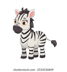 Fofo desenho animado zebra, animal selvagem bebê zebra, natureza safári pequena zebra.