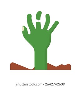 Cute Cartoon Zombie Hand Emerging from Ground