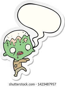 cute cartoon zombie with speech bubble sticker