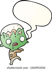 cute cartoon zombie with speech bubble in smooth gradient style