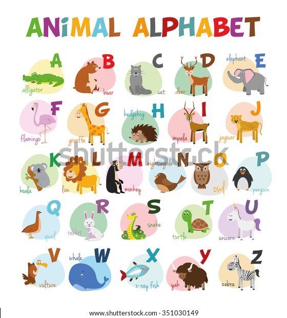Verrassend Leuke cartoon dierentuin geïllustreerd alfabet met stockvector LU-13
