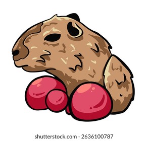 CUTE CARTOONCAPYBARA BOXING CUTE EMOTICON STICKER
