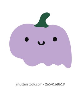 Cute Cartoonish Ghost Pumpkin Character for Halloween Celebration Icon Illustration