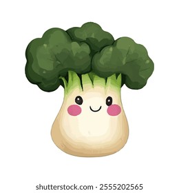 A cute, cartoonish vegetable character resembling broccoli with a smiling face.