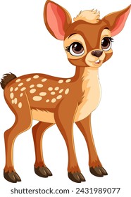 Cute, cartoonish young deer with big eyes