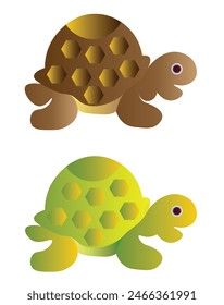 Cute Cartoonist Green and brown Turtle isolated on white background. Funny Tortoise cartoon Character. Editable clipart vector EPS available