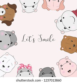 cute cartoons animal hand drawing style