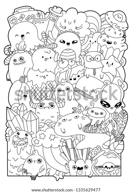 Belles caricatures en kawaii. Livre de  image vectorielle de stock