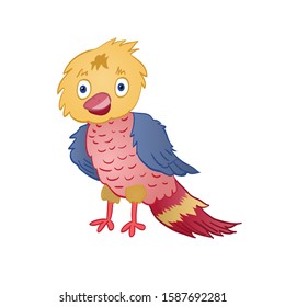 Cute cartoon-style bird chick. Vector on white background.