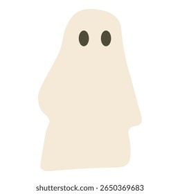 Cute cartoon-style ghost vector illustration isolated on white background. Fun and spooky Halloween character perfect for decorations, greeting cards, and festive seasonal designs.