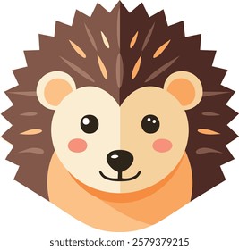 A cute, cartoon-style illustration of a hedgehog's face. The hedgehog has a round, friendly expression with small, black eyes, a tiny nose, and rosy cheeks.