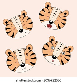 Cute cartoon-style illustration of tigers