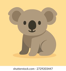 A cute cartoon-style koala sitting in a flat minimalist design, perfect for children’s content, educational materials, or animal-themed campaigns.