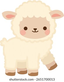 A cute, cartoon-style lamb stands on a white background.
