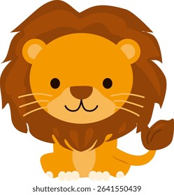 A cute cartoon-style lion sitting with a friendly expression. Ideal for children’s books, educational materials, logos, or kids’ products.