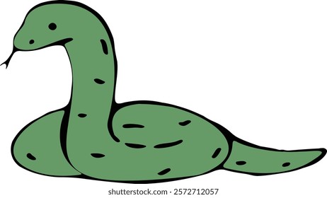 A cute cartoon-style snake with a friendly and playful expression
