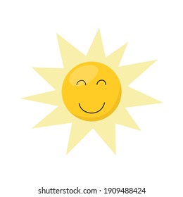 Cute cartoon-style sun isolated on a white background. Perfect for a children's website, book or poster