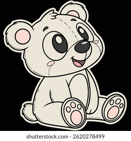 A cute cartoon-style teddy bear sitting down with a happy expression