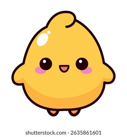 A cute, cartoon-style yellow chick with big eyes and a smiling face. 