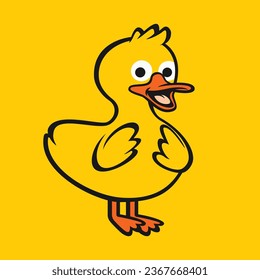 A cute and cartoony yellow duck is looking your way and smiling happily. What a nice way to brighten up your day.