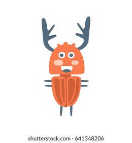 Cute cartton deer beetle, colorful character vector Illustration