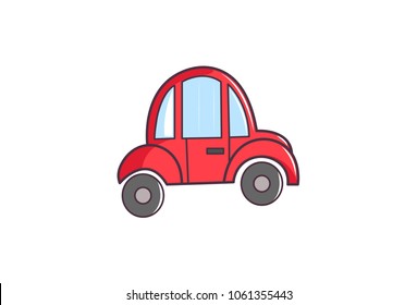 Cute  Car.Vector Illustration. Isolated on White Background.