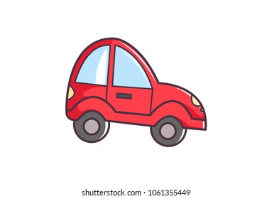 Cute  Car.Vector Illustration. Isolated on White Background.