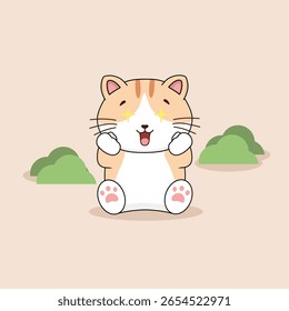 Vetor de ilustração de pose sentado caso bonito