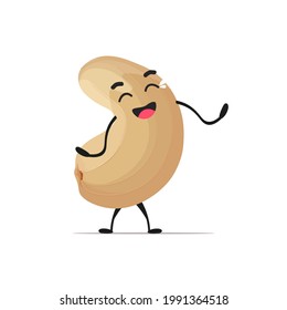 cute cashew character cartoon mascot nut personage healthy vegetarian food concept isolated